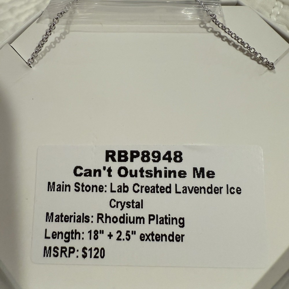 BP OG Necklace RBP8948 "Can't Outshine Me" Lavender Ice Crystal Rhodium NEW - Picture 2 of 5